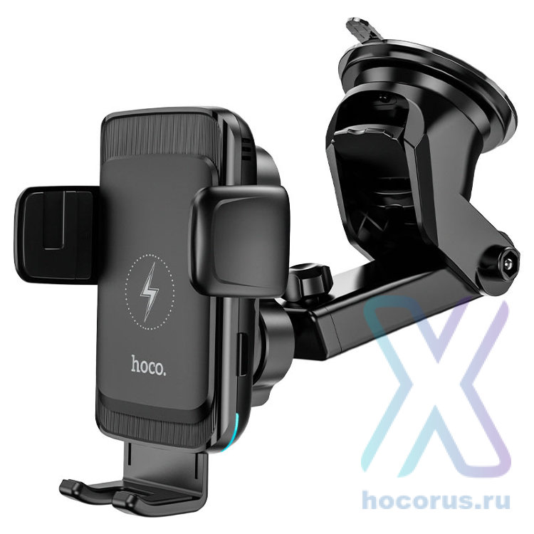 Автомобильный держатель HOCO S35 Smart Alignment, с беспроводной зарядкой, 15Вт/7,5Вт/10Вт, черный, на воздуховод+присоска 6931474761361 (МСК) оптом