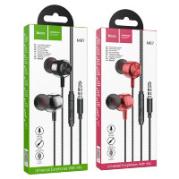 Проводные наушники HOCO M87 String wired, Jack 3.5mm, 1.2 м, красный, контроллер с микрофоном 6931474752789 (МСК)
