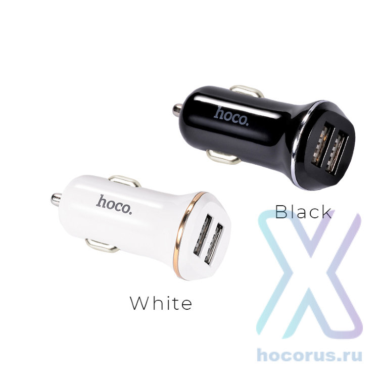 Автомобильное зарядное устройство HOCO Z1 double ported, 2*USB, 2.1A, 11 Вт, белый 6957531035893 (МСК) оптом