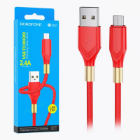 Кабель USB - microUSB BOROFONE BX92 1 m в оплетке Red
