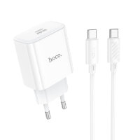 Зарядное устройство HOCO C76A Pro Majestic USB-C + Кабель Type-C-Type-C, PD30W, белый 6942007616324 (МСК)