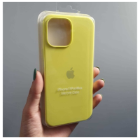 Silicone Case iPhone 13 Pro лимонно-желтый Накладка силиконовая под оригинал "с логотипом" закрытая 00-00047303 (МСК)