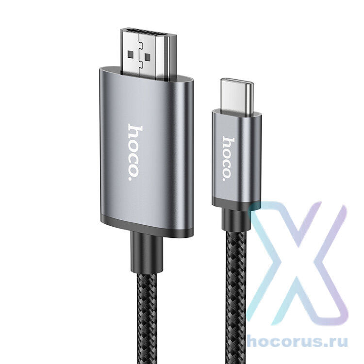 Кабель HDMI HOCO UA27, Type-C - HDTV, серый металлик 6942007619028 (МСК) оптом
