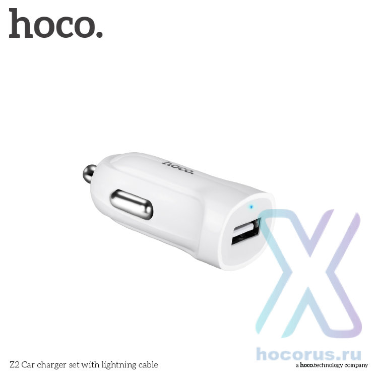 Автомобильное зарядное устройство HOCO Z2, USB, 1.5A, белый 6957531039020 (МСК) оптом