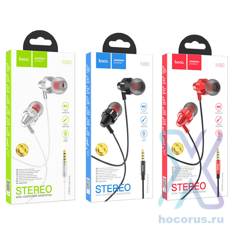 Проводные наушники HOCO M90 Delight, Jack 3.5mm, 1.2 м, черный, контроллер с микрофоном 6931474759351 (МСК) оптом