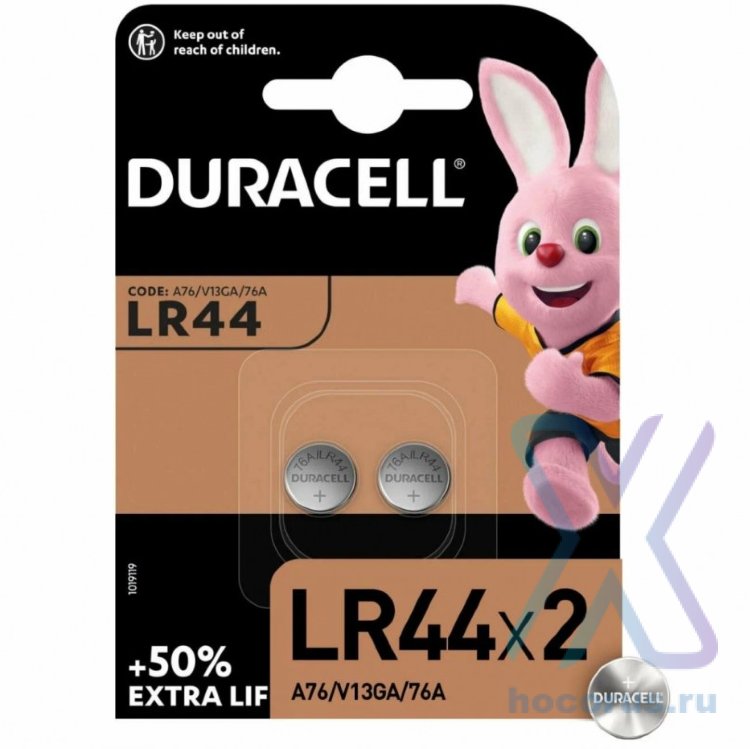 Элемент питания Duracell AG13/LR44/A76 BL/2! оптом