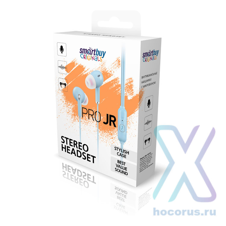 Внутриканальная гарнитура Smartbuy Pro JR, голубая SBH-105-BU оптом