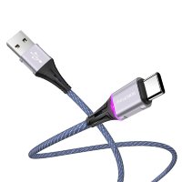 Кабель USB - Type-C BOROFONE BU25 1.2 m  оплетке Blue 3A
