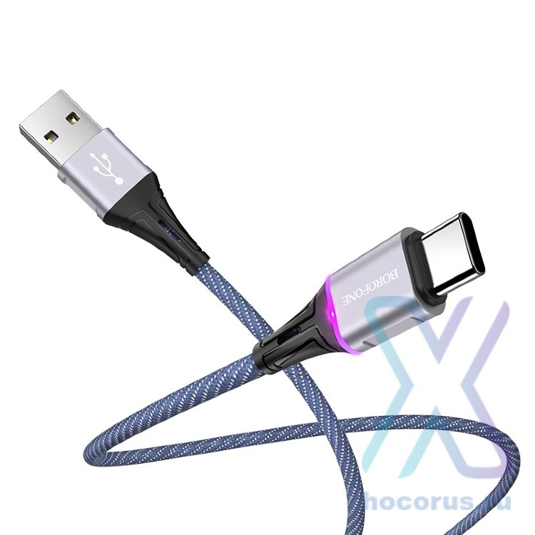 Кабель USB - Type-C BOROFONE BU25 1.2 m  оплетке Blue 3A оптом