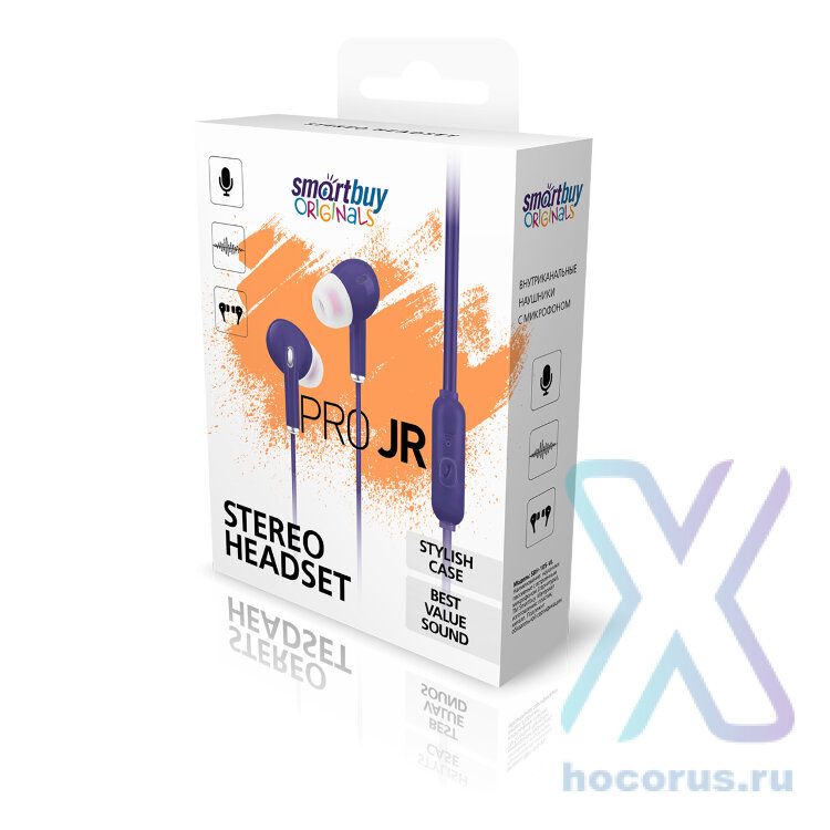 Внутриканальная гарнитура Smartbuy Pro JR, фиолетовая SBH-105-VI оптом