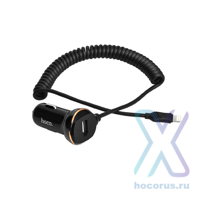 Автомобильное зарядное устройство HOCO Z14 Max 2USB + кабель Lightning Black оптом