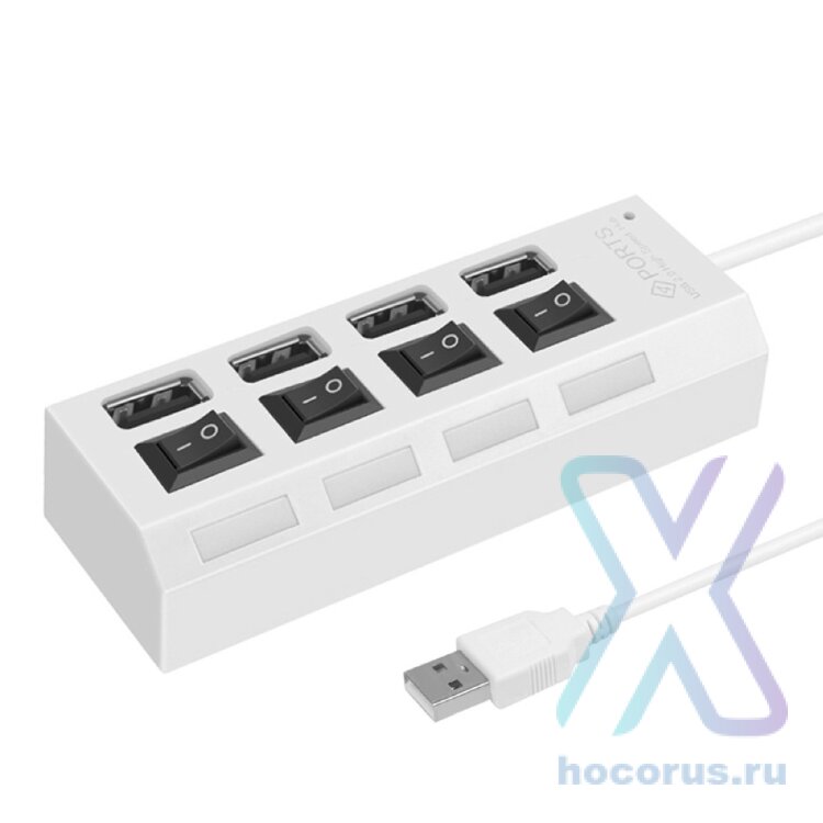 USB Хаб Smartbuy SBHA-7204-W с выкл 4 порта White 2.0 оптом