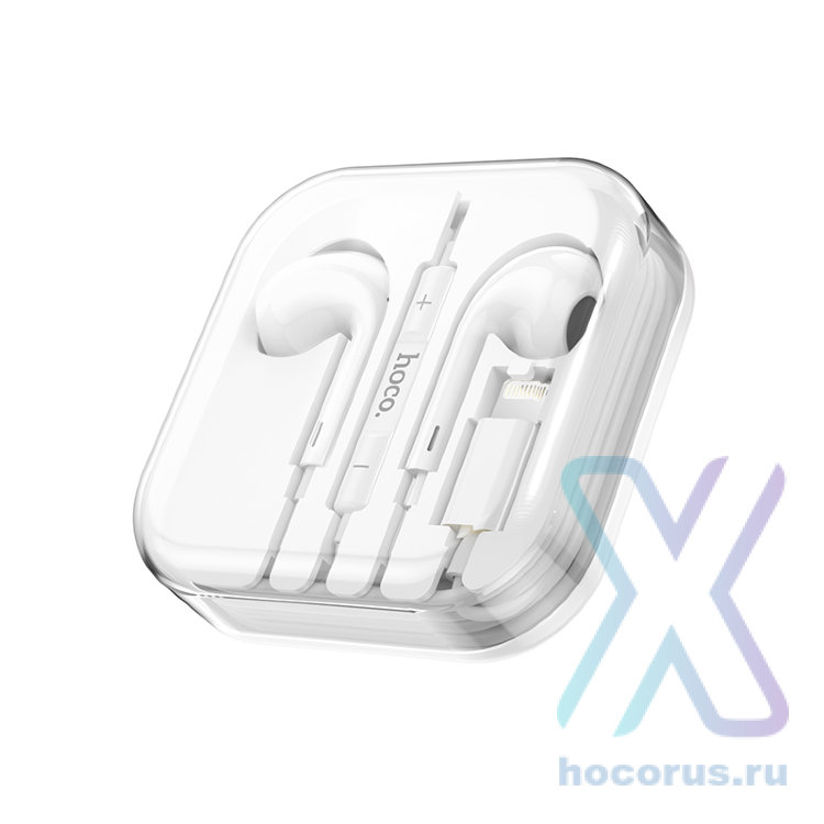 Проводные наушники HOCO M1 Max crystal, Lightning, 1.2 м, белый, контроллер с микрофоном 6931474754684 (МСК) оптом