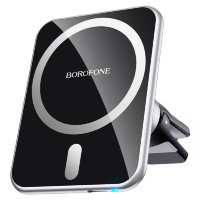 Автомобильный держатель BOROFONE BH43 Xperience, с беспроводной зарядкой, черный+серебрянный, на воздуховод 6931474746450 (МСК)