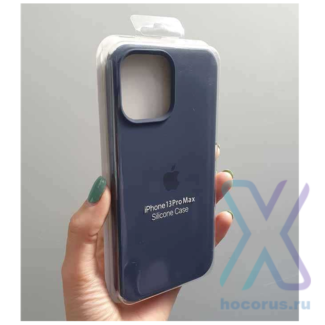 Silicone Case iPhone 13 Pro темно-синий Накладка силиконовая под оригинал "с логотипом" закрытая 00-00043812 (МСК) оптом