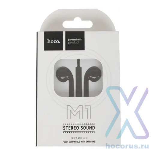 Проводные наушники HOCO M1 original for Apple, Jack 3.5mm, 1.2 м, черный, контроллер с микрофоном 6957531064664 (МСК) оптом