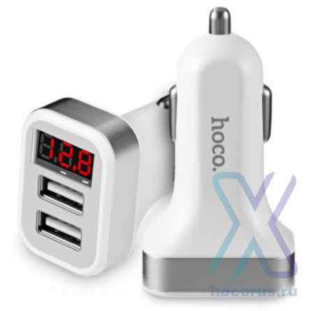 Автомобильное зарядное устройство HOCO Z3 2USB 2.1A display White оптом