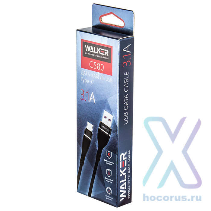 Кабель USB "WALKER" C580 для TYPE-C (3.1А), черный оптом