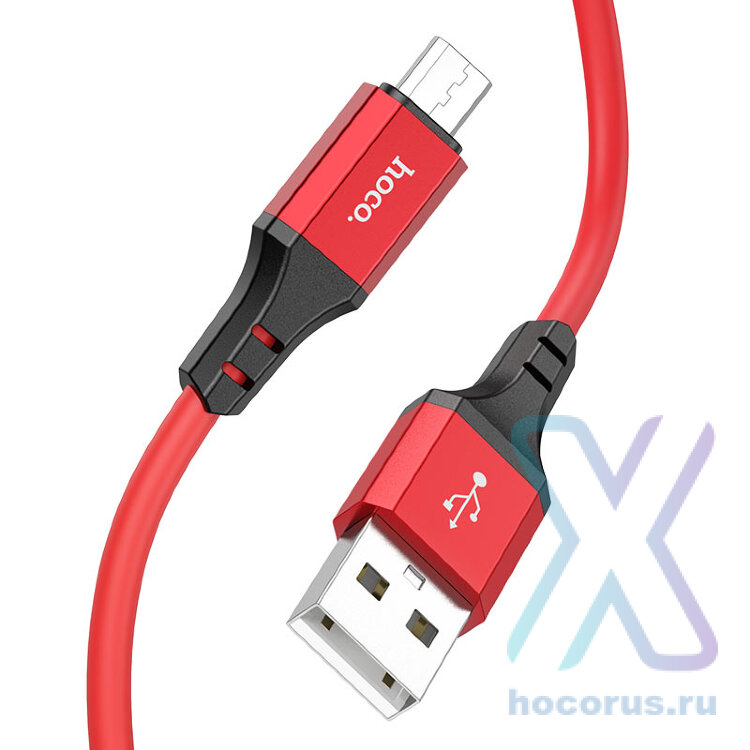 Кабель USB - microUSB HOCO X86 Micro Spear silicone charging data cable red оптом
