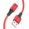 Кабель USB - microUSB HOCO X86 Micro Spear silicone charging data cable red оптом