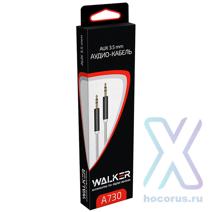 Кабель AUX WALKER 3.5 mm WCA-730 металл оптом