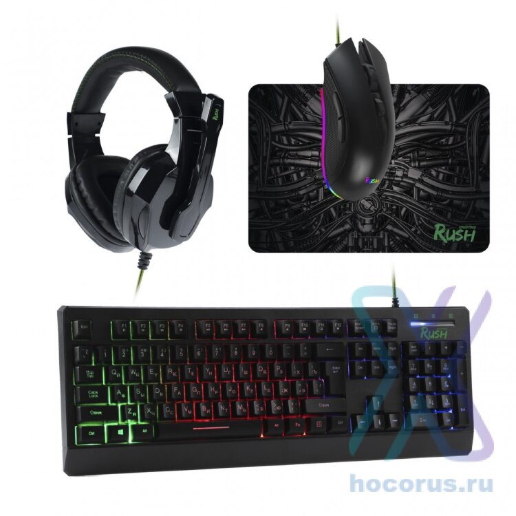 Игровой набор Smartbuy SBC-777G-K RUSH HYPHOS клав/мышь/гарн/коврик оптом