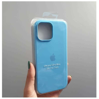Silicone Case iPhone 13 бледно-голубой Накладка силиконовая под оригинал "с логотипом" закрытая 00-00044569 (МСК)