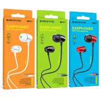 Проводные наушники BOROFONE BM57 Platinum, Jack 3.5mm, 1.2 м, черный, контроллер с микрофоном 6931474739216 (МСК)