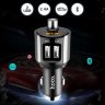 FM - Трансмиттер HOCO E19 Smar, 2*USB, 2.4A, серый металлик, дисплей/bluetooth 6957531067276 (МСК) оптом