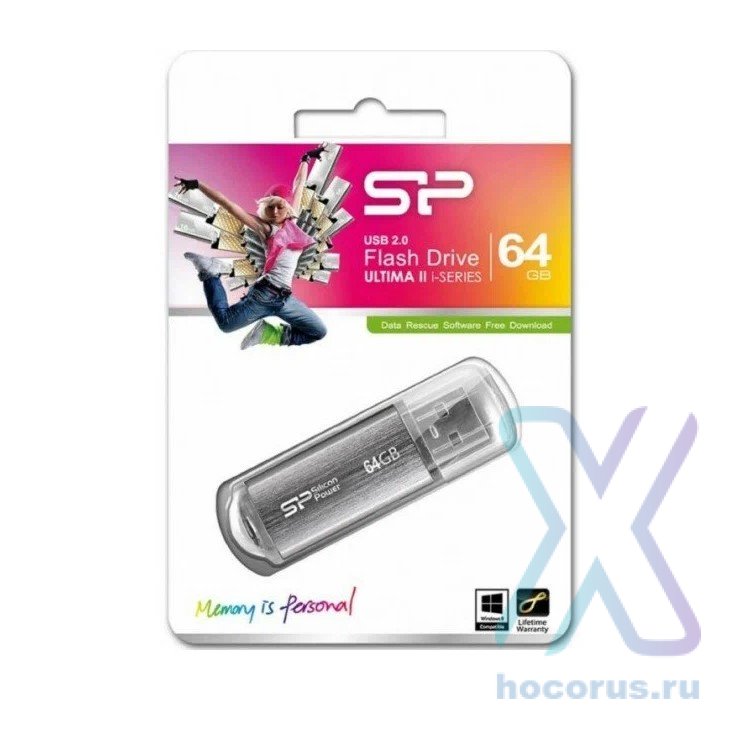 Флэш-накопитель 64 Gb Silicon Power Ultima II Silver оптом