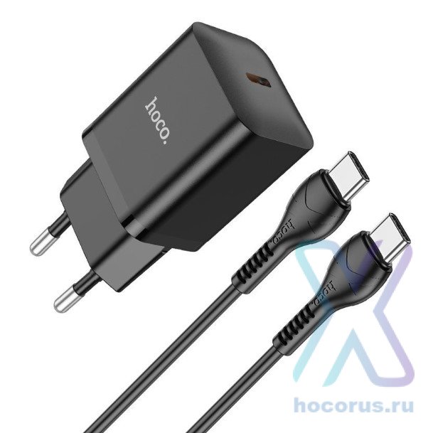 Зарядное устройство HOCO N27 Innovative USB-C + Кабель Type-C-Type-C, 20W, черный 6931474783486 (МСК) оптом