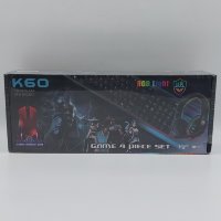 Игровой набор Karler Bass k60 мышь + клавиатура + гарнитура + ковер RGB