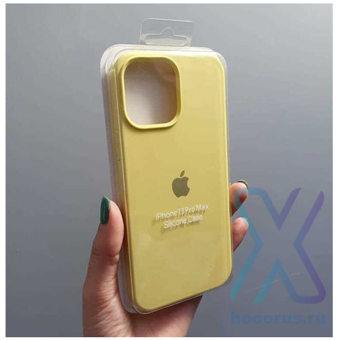 Silicone Case iPhone 13 желтый Накладка силиконовая под оригинал "с логотипом" закрытая 00-00044572 (МСК) оптом