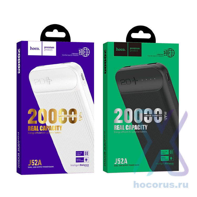 Внешний аккумулятор HOCO J52A 20000mAh 2USB 2.1A White оптом