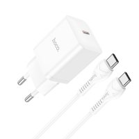 Зарядное устройство HOCO N27 Innovative USB-C + Кабель Type-C-Type-C, 20W, белый 6931474783493 (МСК)