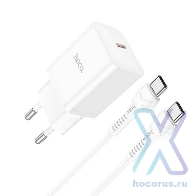 Зарядное устройство HOCO N27 Innovative USB-C + Кабель Type-C-Type-C, 20W, белый 6931474783493 (МСК) оптом