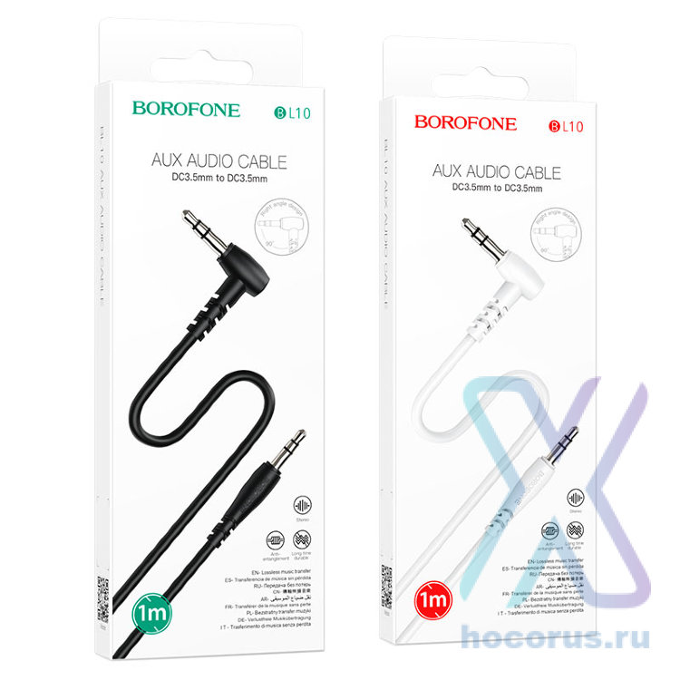 Аудио-кабель BOROFONE BL10, AUX, Jack 3,5 - Jack 3,5, 1 м, черный 6974443382167 (МСК) оптом