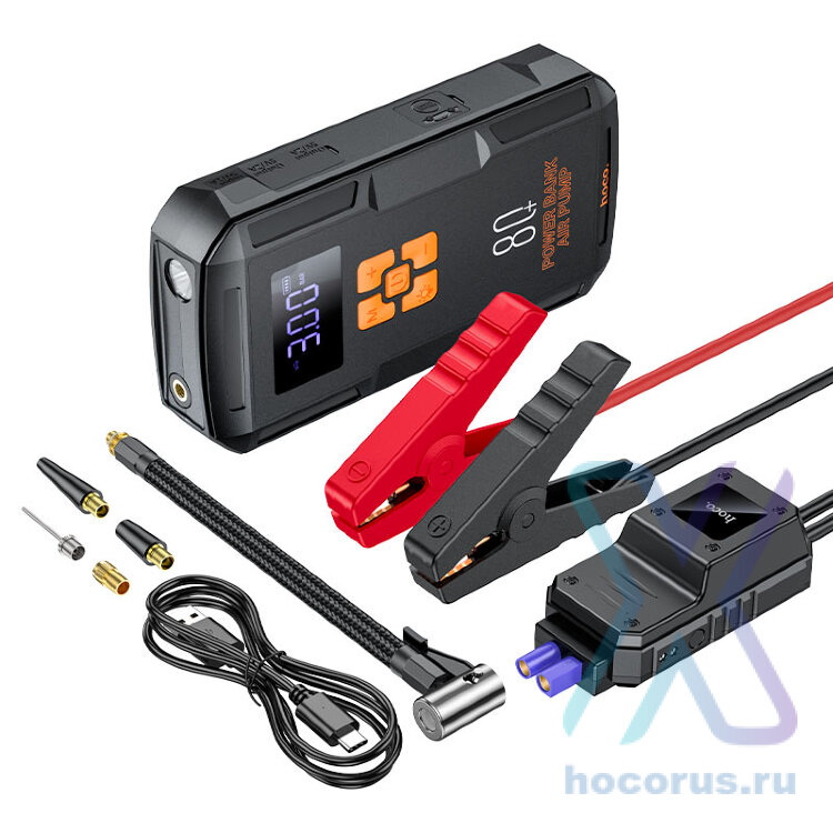 Пуско-зарядное устройство / Внешний аккумулятор HOCO QS2 Land portable smart air pump emergency with start-up power bank(8000mAh) оптом