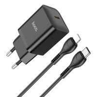 Зарядное устройство HOCO N27 Innovative USB-C + Кабель Type-C-Lightning, 20W, черный 6931474783462 (МСК)