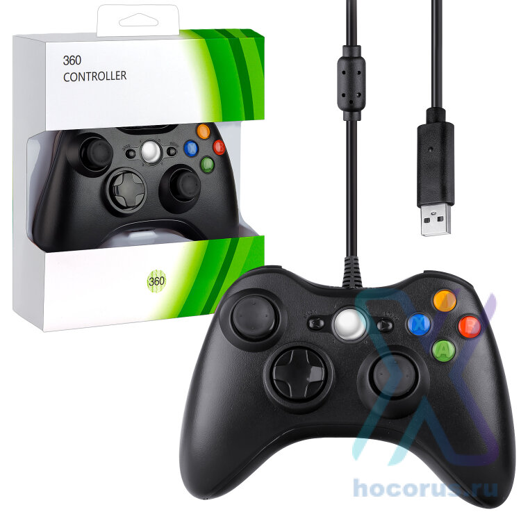 (ИСА.МСК) Джойстик XBOX 360 Wired Controller (проводной) черный  no logo  IS001922 оптом