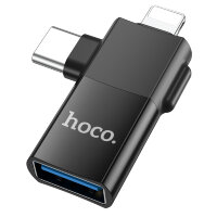 Переходник HOCO UA17, Type-C/Lightning - USB, черный, OTG 6942007602303 (МСК)