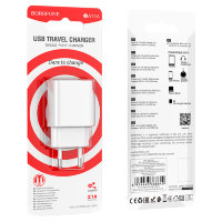 Зарядное устройство BOROFONE BA74A Aspirer USB, 2.1A, белый 6974443388640 (МСК)
