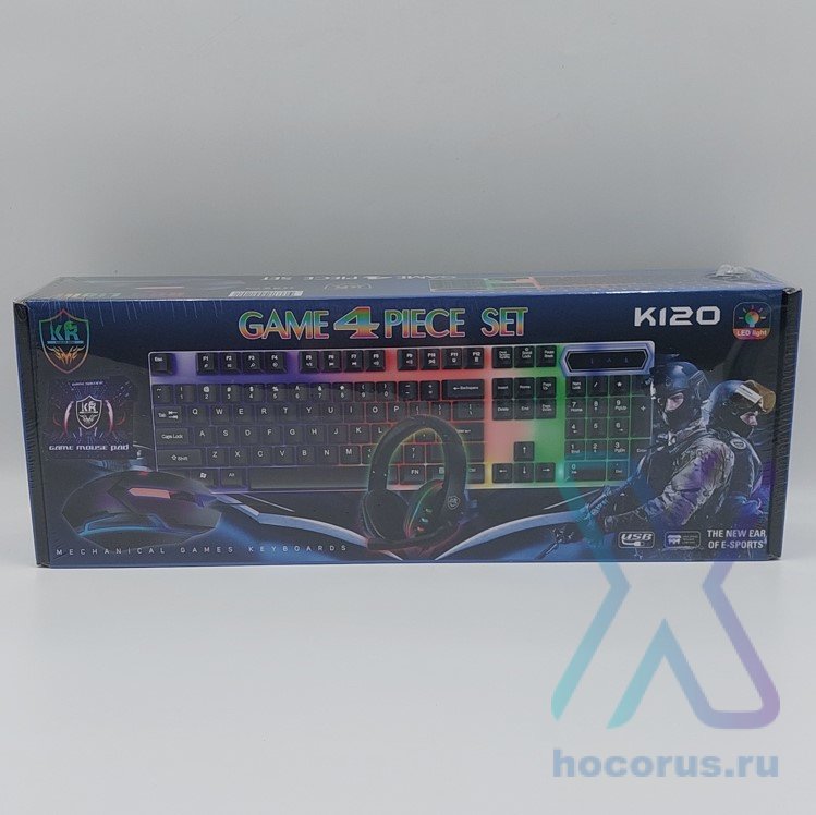 Игровой набор Karler Bass k120 мышь + клавиатура + гарнитура + ковер RGB оптом