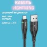 Кабель USB HOCO U93 Shadow, USB - Lightning, 2.4А, 1.2 м, черный, с индикатором 6931474732132 (МСК) оптом