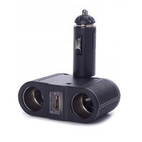 Разветвитель прикуривателя OLESSON 1645 2 гнезда+ 1USB (мятая упаковка)