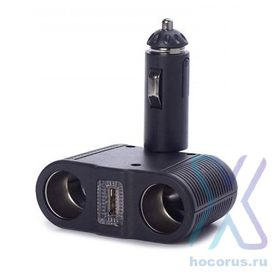 Разветвитель прикуривателя OLESSON 1645 2 гнезда+ 1USB (мятая упаковка) оптом