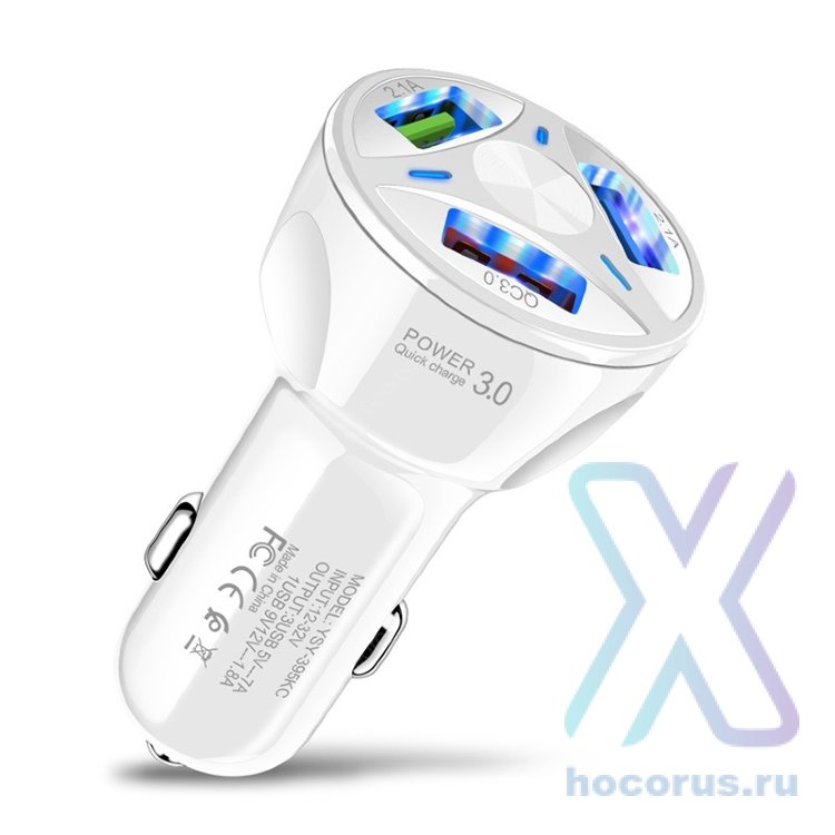Автомобильное зарядное устройство TS-CAU32 белое QC3.0,7000mA оптом