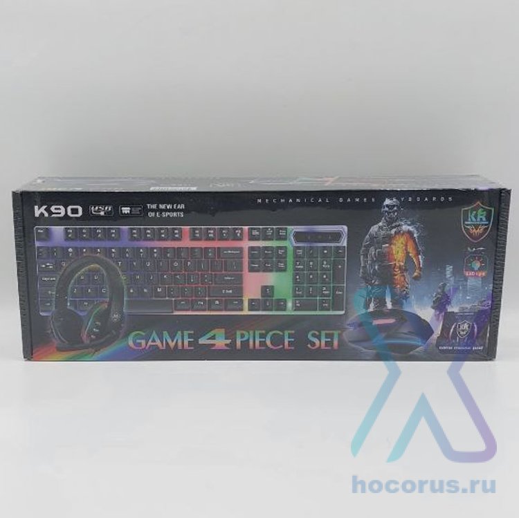 Игровой набор Karler Bass k90 мышь + клавиатура + гарнитура + ковер RGB оптом