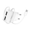Зарядное устройство HOCO C59A 2.1A 2USB + кабель Type-C White оптом