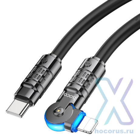 Кабель Type-C - lightning HOCO U118 PD 1 m силиконовый Black оптом